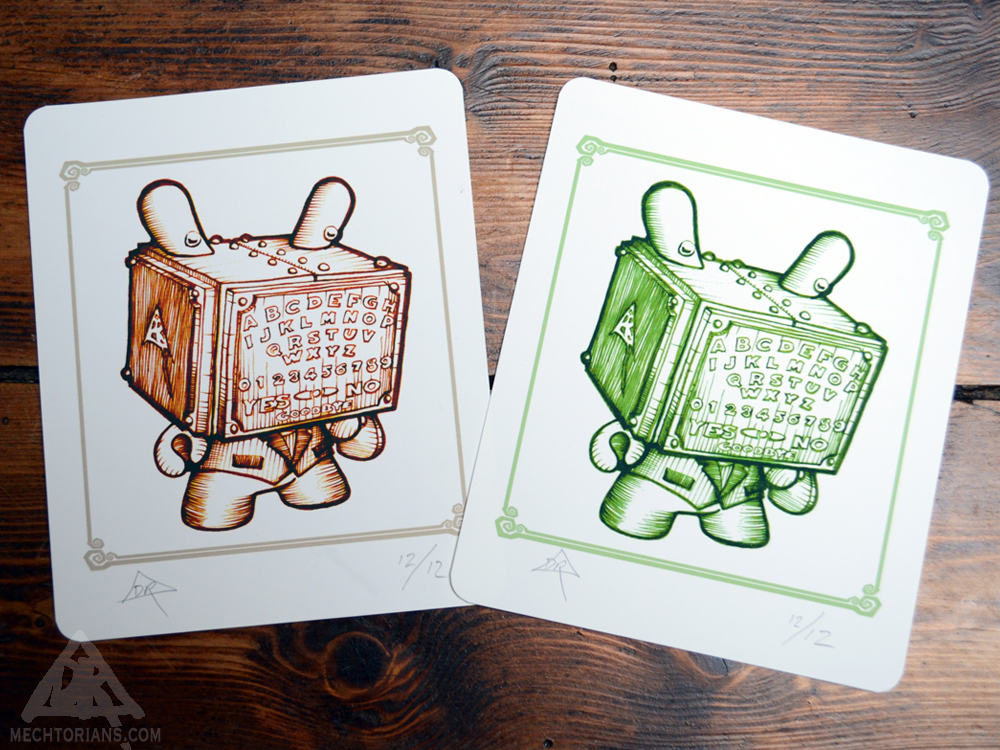 Mini Prints with the APs of the Ouija Talking Board 5" Dunny by Kidrobot and Bruce Whistlecraft Doktor A. Mechtorian Vinyl Toy.