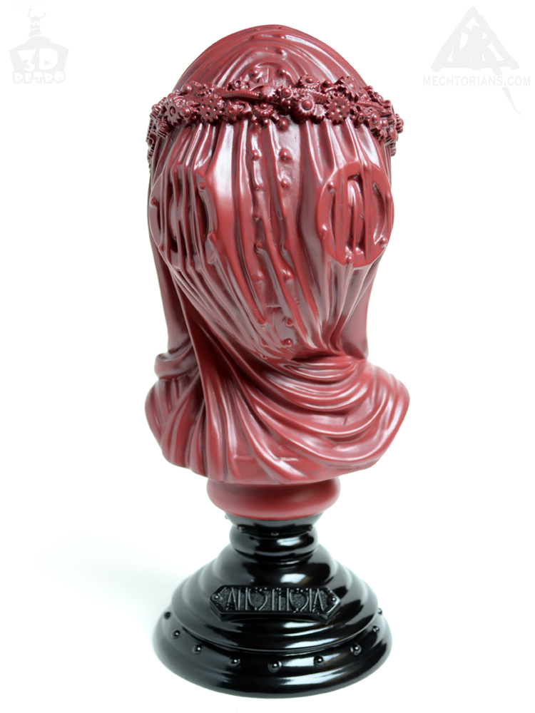 Crimson red Allerdale edition Anesthesia Veiled Lady bust sculpted by Doktor A, Bruce Whistlecraft. Produced by 3D Retro.